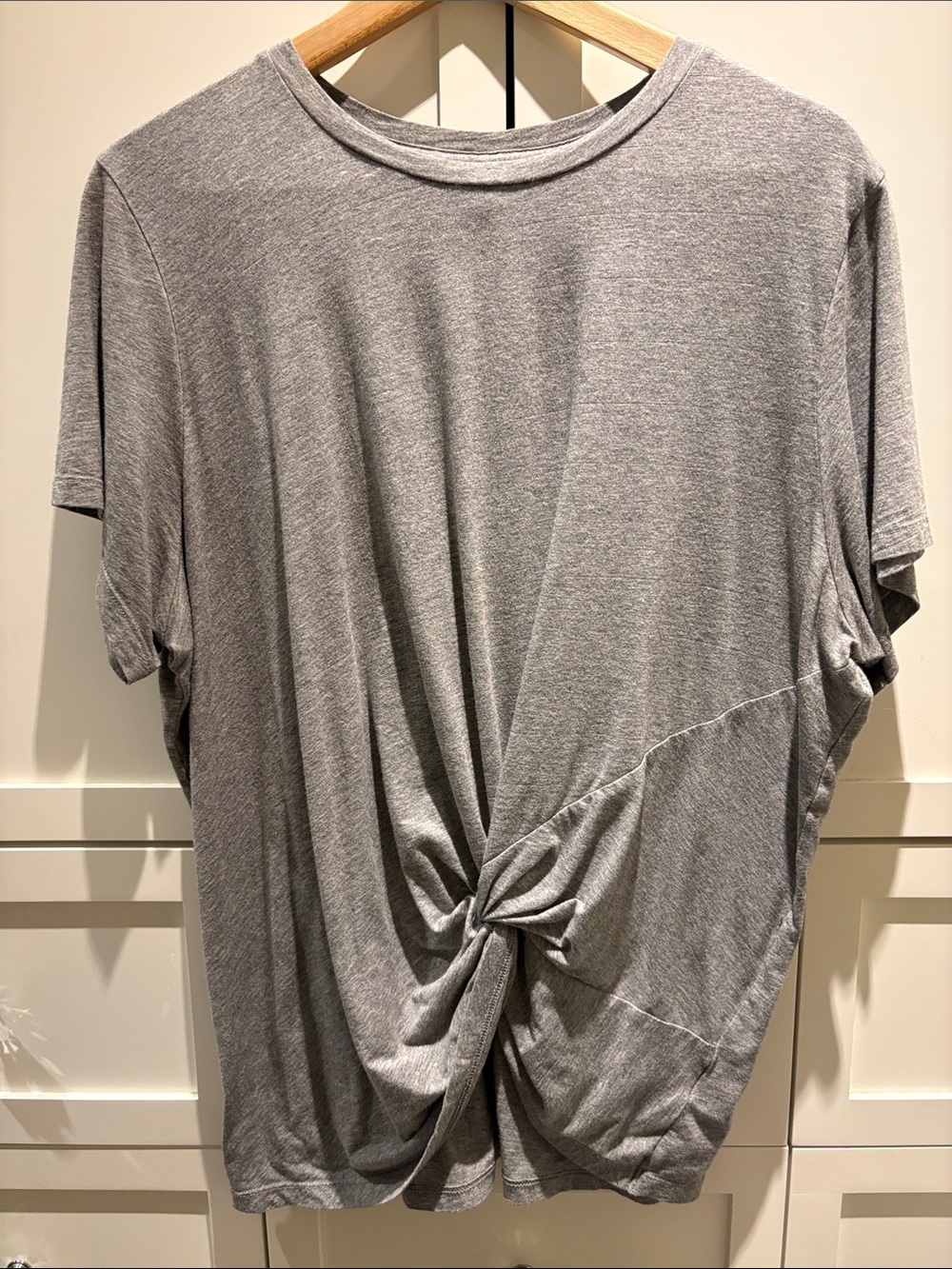 Babaton Twist Front Short Sleeve Tee - Heather Gray
